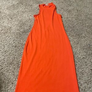 Sleeveless Orange Midi Dress